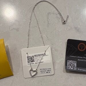 Moissanite Heart Necklace in Sterling Silver